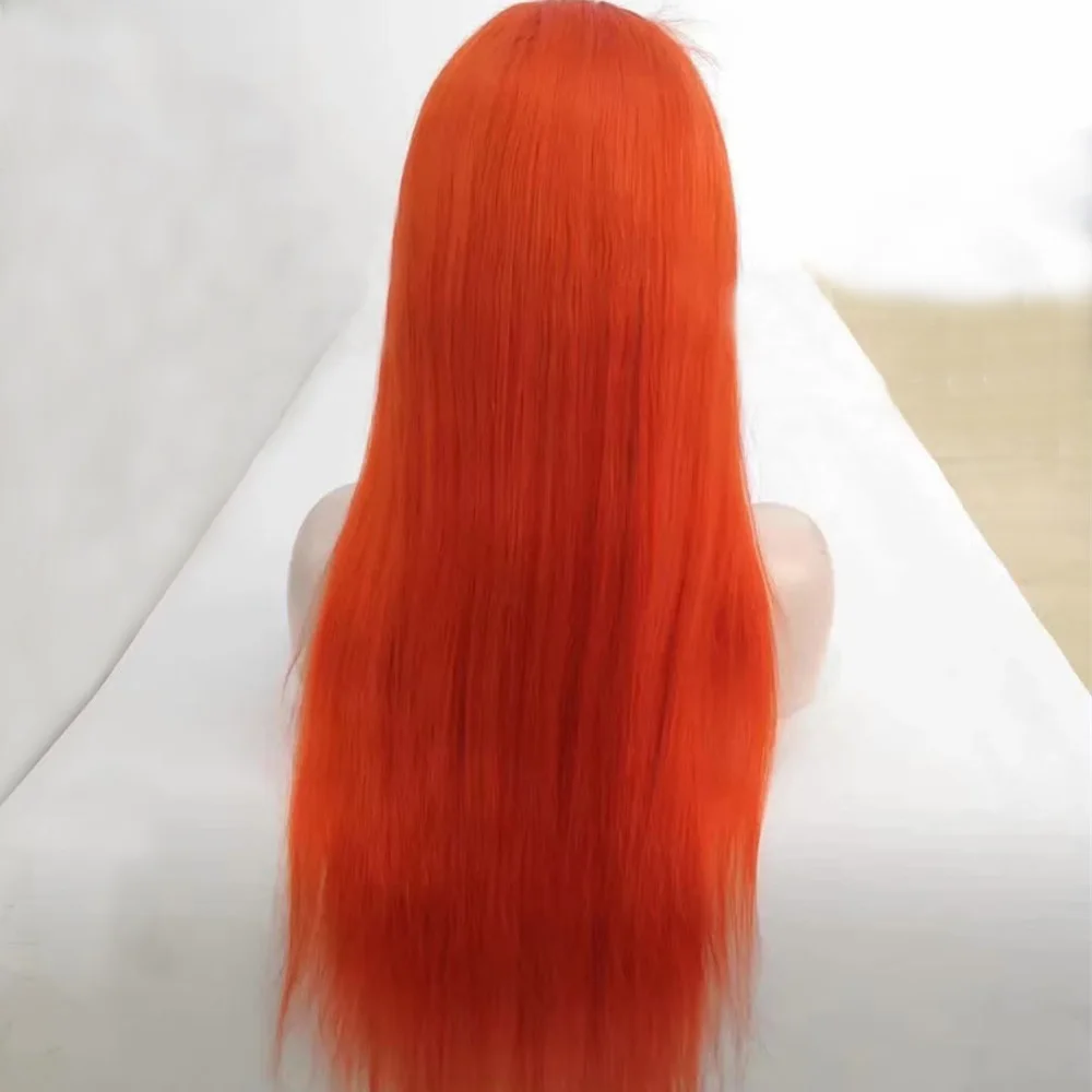 Жёлтый оранжевый темно-синий парик на кружеве с предварительно выщипанными