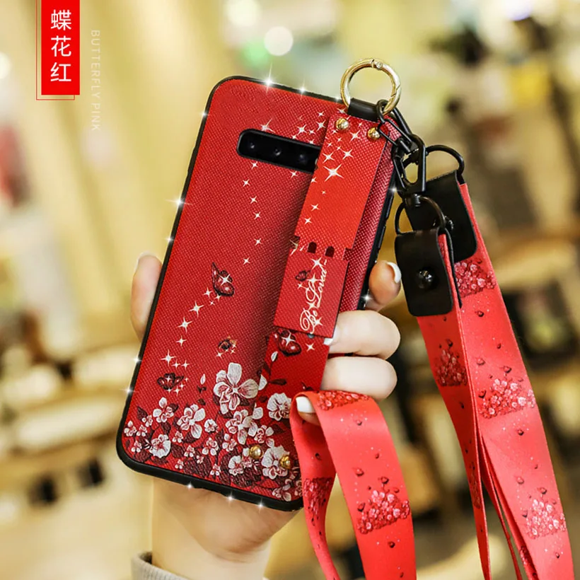 Чехол с ремешком на запястье для samsung Galaxy Grand Prime G530 G531 J2 Pro J4 Plus J6 J8 J3 J5 J7 Prime - Цвет: Red
