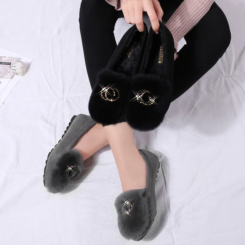 Натуральный мех обувь из материала на основе хлопка Женские большой размер 43