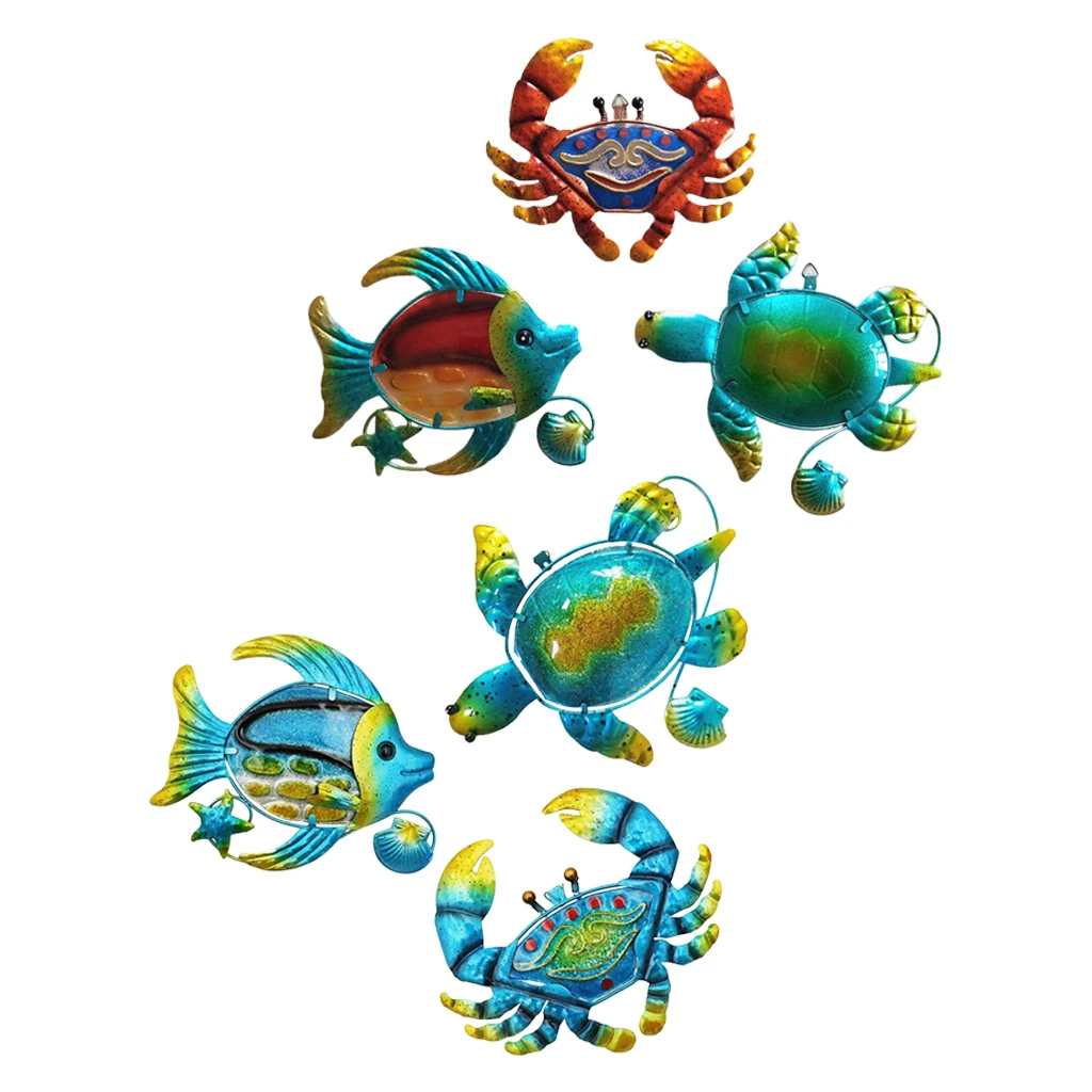 

Металлическая пляжная Настенная Декорация в виде черепахи, рыбы для сада, двора, крыльца, дома