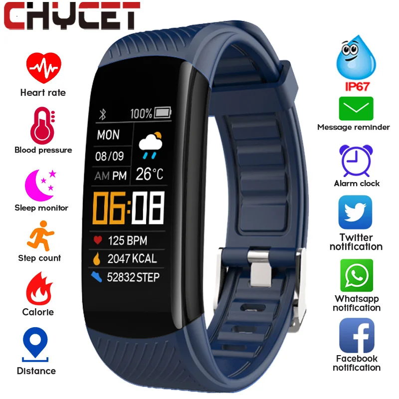 Смарт браслет C5S с фитнес трекером водонепроницаемый IP67 смарт пульсометром