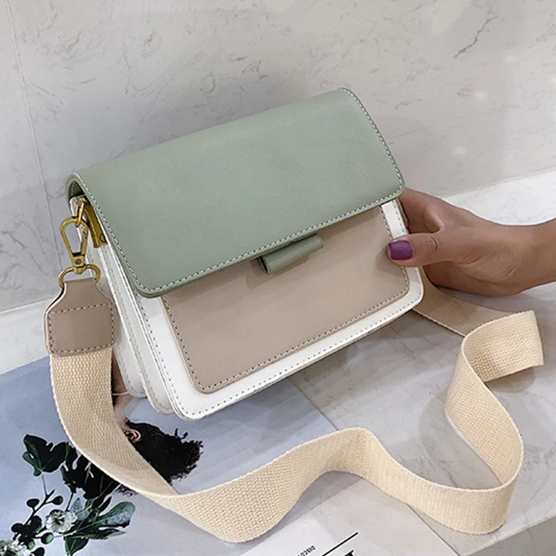 

Fashion Contrast Color Leather Crossbody Bags for Women's Bags 2021 Ladies Travel Handbag Simple Shoulder Bag Bolsas