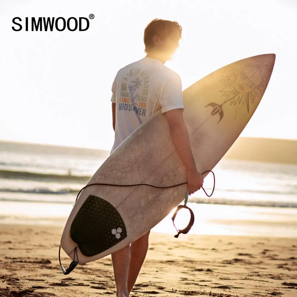 Мужская футболка с принтом SIMWOOD летняя дышащая из 100% хлопка размера плюс модель