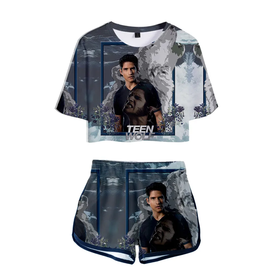 Женский комплект из двух предметов TEEN WOLF Модный летний короткий топ с коротким