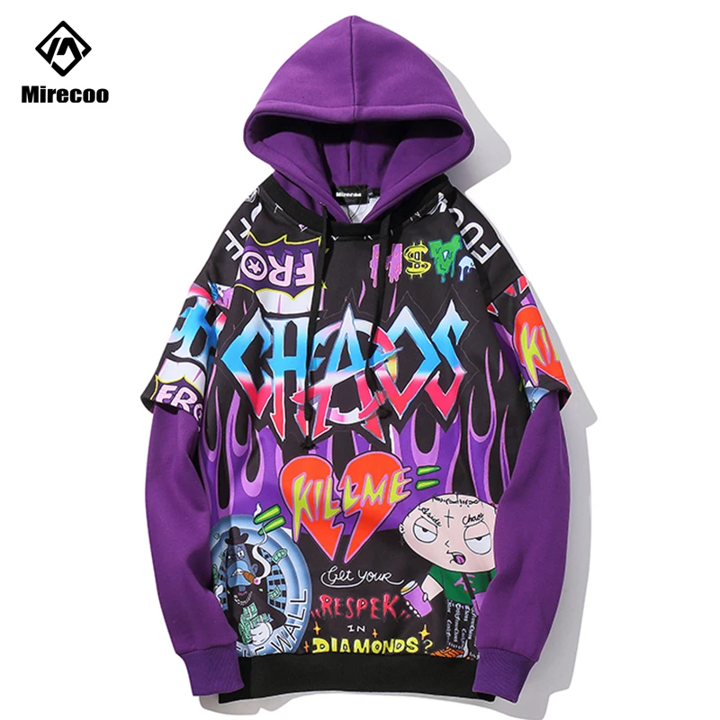Мужская Флисовая Толстовка Mirecoo пуловер с круглым вырезом и принтом граффити