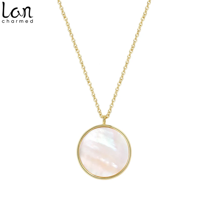 Lancharmed круглый кулон ожерелье перламутровый корпус простой дизайн подвески