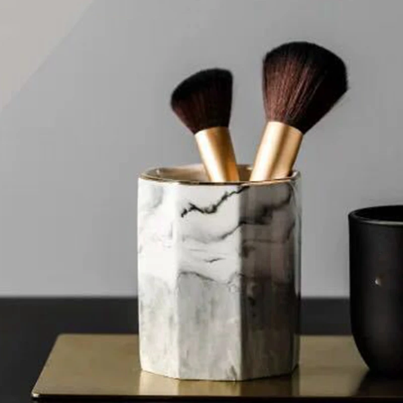 Держатель для ручек подставка письменного стола с мраморным узором чашка