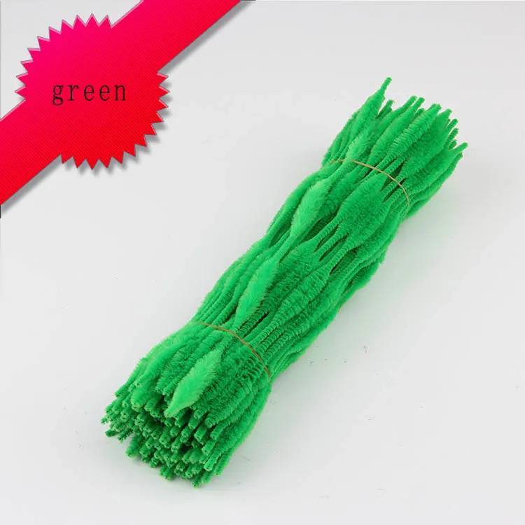 green 100 шт Красочные гофрированные шенилле Стебли трубы скрученный стержень ручной материал, аксессуары для поделок Детские интеллектуальные игрушки Дети - Цвет: green