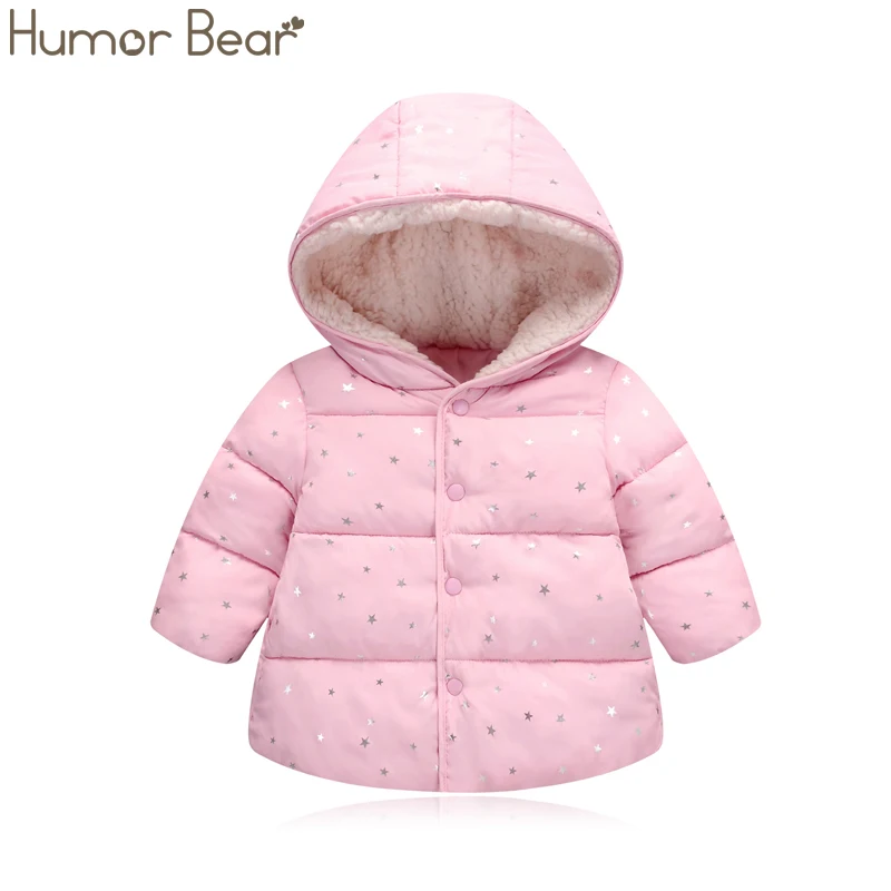 Humor Bear/куртка для маленьких девочек коллекция года; сезон осень-зима; куртка для девочек; пальто детская теплая верхняя одежда с капюшоном со звездами пальто для мальчиков детская одежда