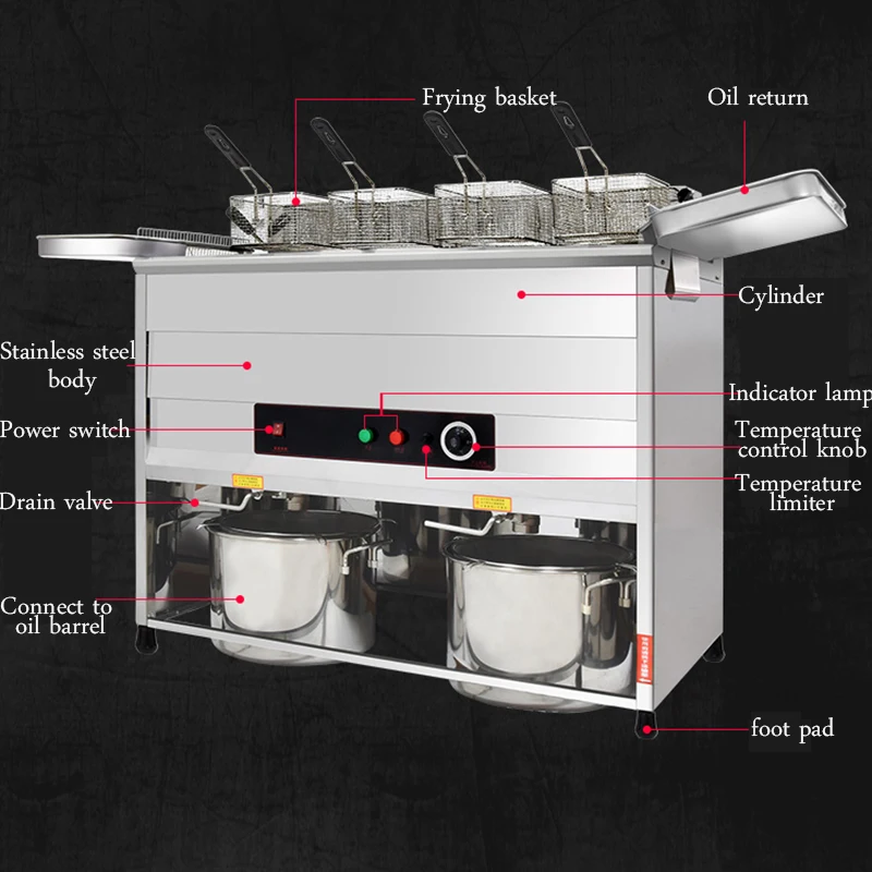40л электрическая фритюрница Коммерческая нагревательная трубка Вертикальная