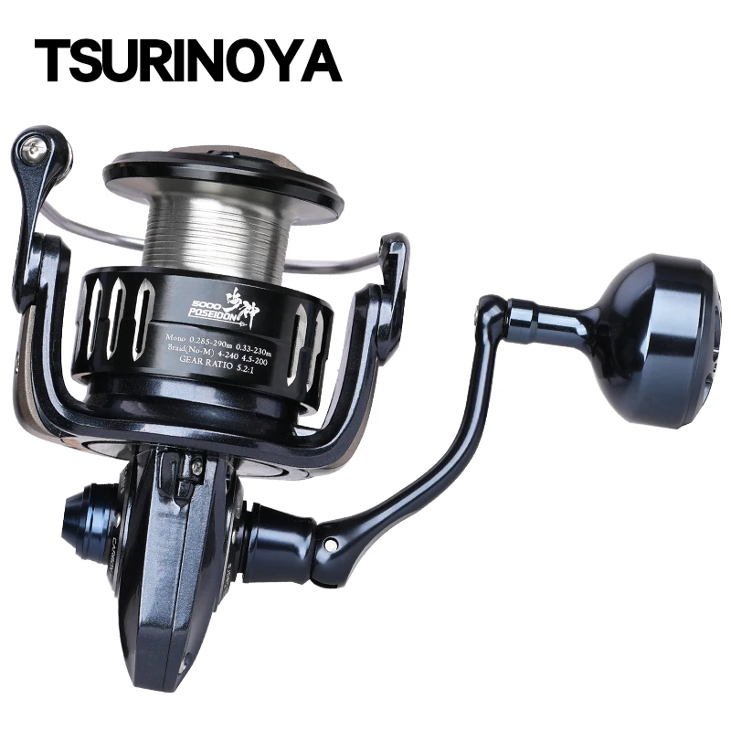 TSURINOYA High Strength Saltwater Spinning Fishing Reel POSEIDON 3000 4000 5000 5.2:1 12kg Drag Power Big Game Sea Fishing Wheel