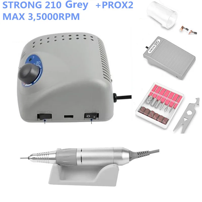 Электрическая дрель для ногтей Strong 50000 plus 105L 35/45/50K 65 Вт 210 об./мин. 2 35