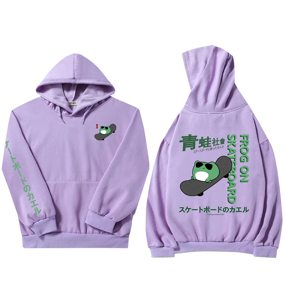 

Креативная Толстовка в стиле Харадзюку с лягушкой, хлопковые термальные свитшоты для женщин, одежда для пастельных прогулок, уличная одежд...