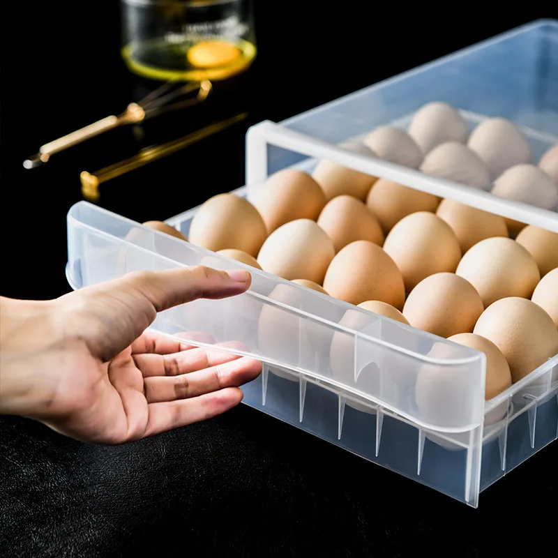 

Kitchen Egg Storage Box Trays Egg Container Refrigerator Box Organizer Rectangular Drawer Plastic Rack Holder Kitchen Organizer