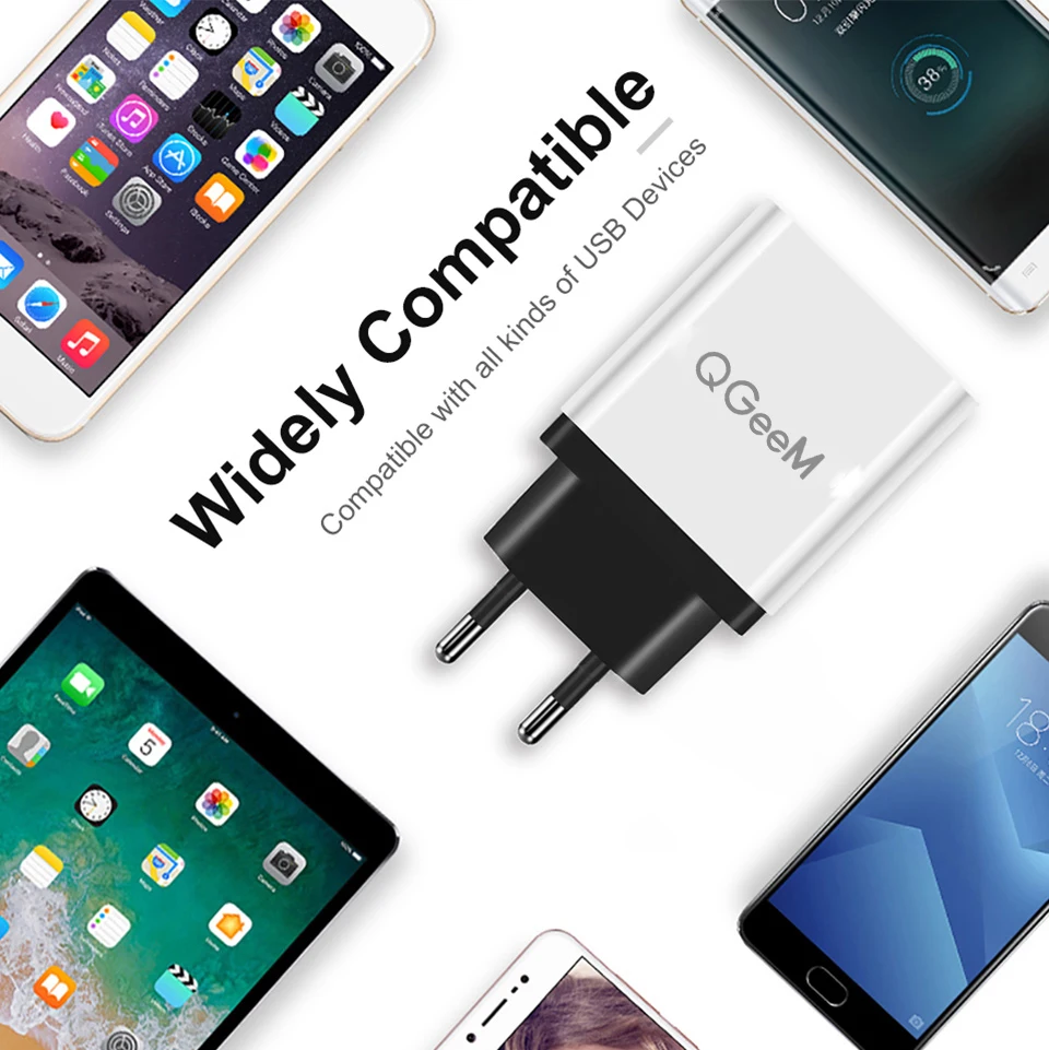 QGEEM 3 USB зарядное устройство Быстрая зарядка 3,0 быстрое USB настенное зарядное устройство портативное мобильное зарядное устройство QC 3,0 адаптер для Xiaomi iPhone X EU US Plug