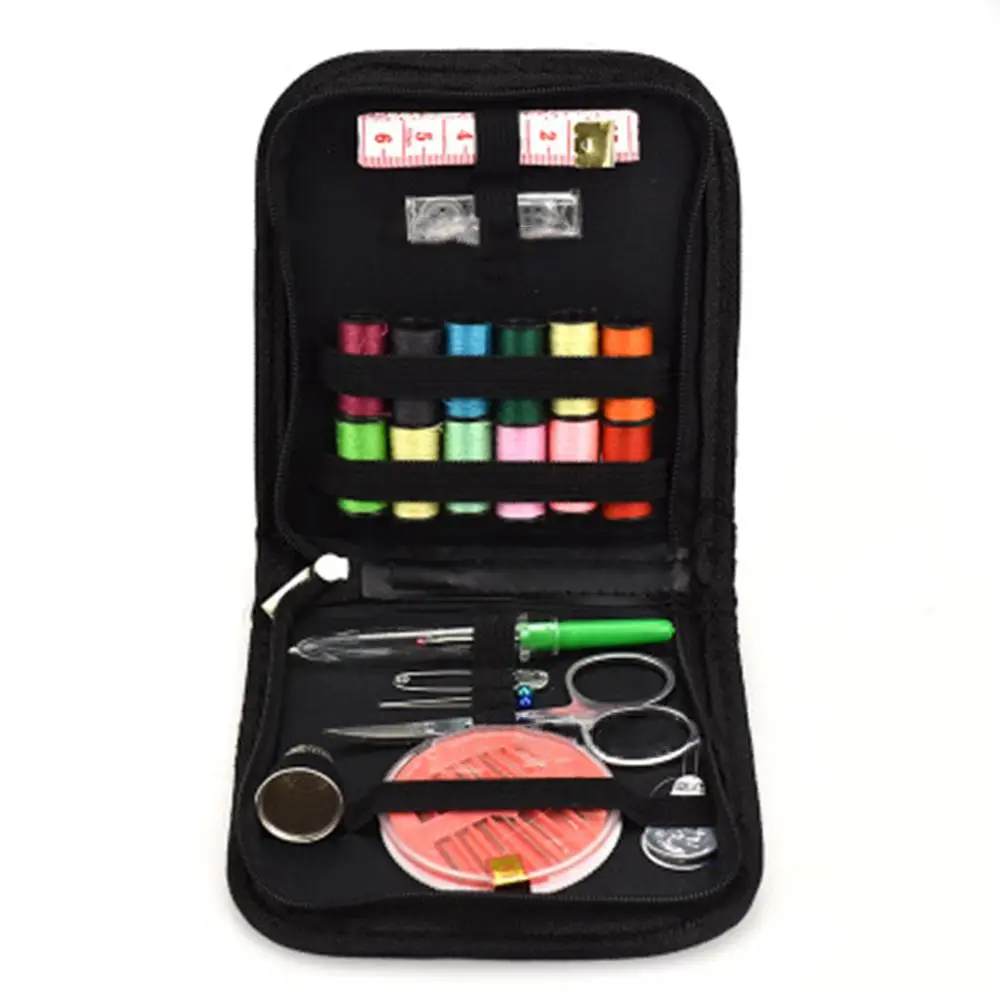 

Black Leather DIY Sewing Kit, Travel Home Multifunctional Sewing Box Set