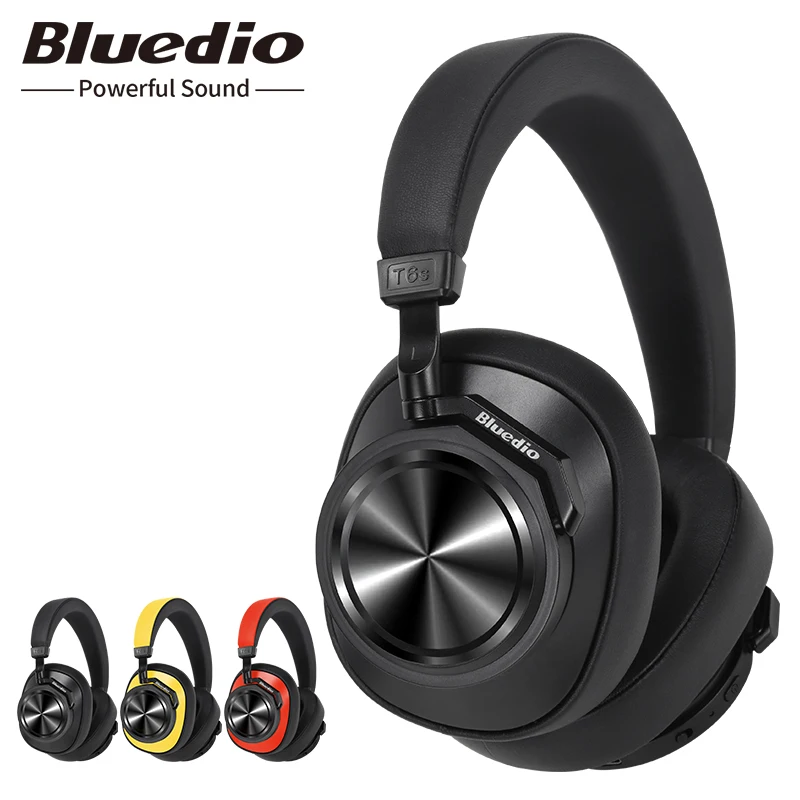 Bluedio T6S Беспроводные наушники Bluetooth с активным шумоподавлением для телефонов и музыки с голосовым управлением.