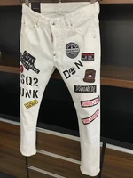 2021 fashion trend dsquared2 mens ripped paint dot motorcycle jeans 9617