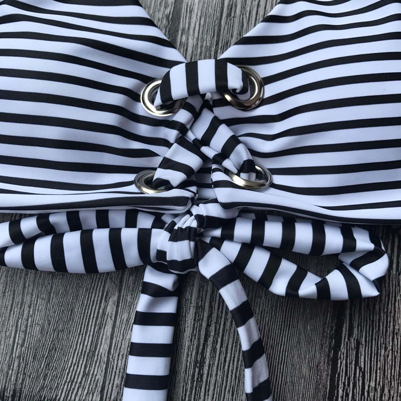 

Women Stripe Push-Up Padded Bra Bikini Set Beach Swimsuit Swimwear Summer Sexy Lace Up Tank Bathing Suit Brazilian Bathing Suit