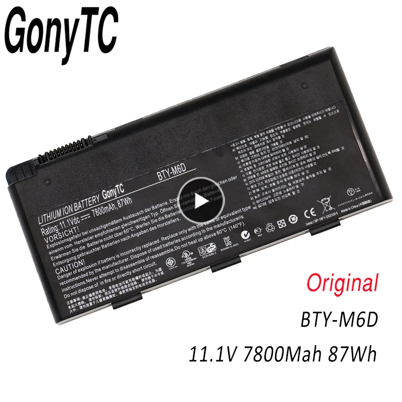 GONYTC BTY M6D ноутбук Батарея для MSI GT60 GT70 GX780R GX680 GX780 GT780R GT660R GT663R GX660 GT680R