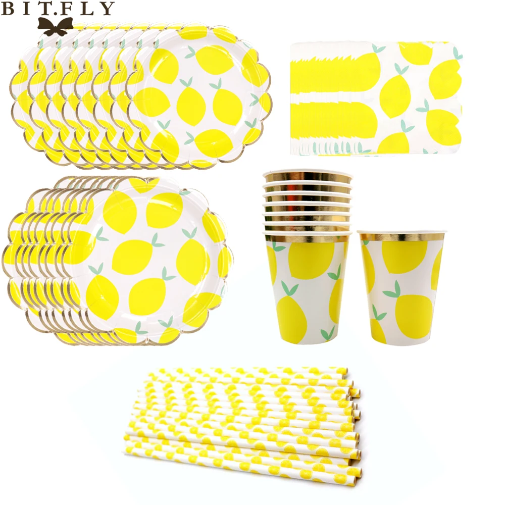 Набор желтых бронзовых столовых приборов с лимоном одноразовые бриллиантовые