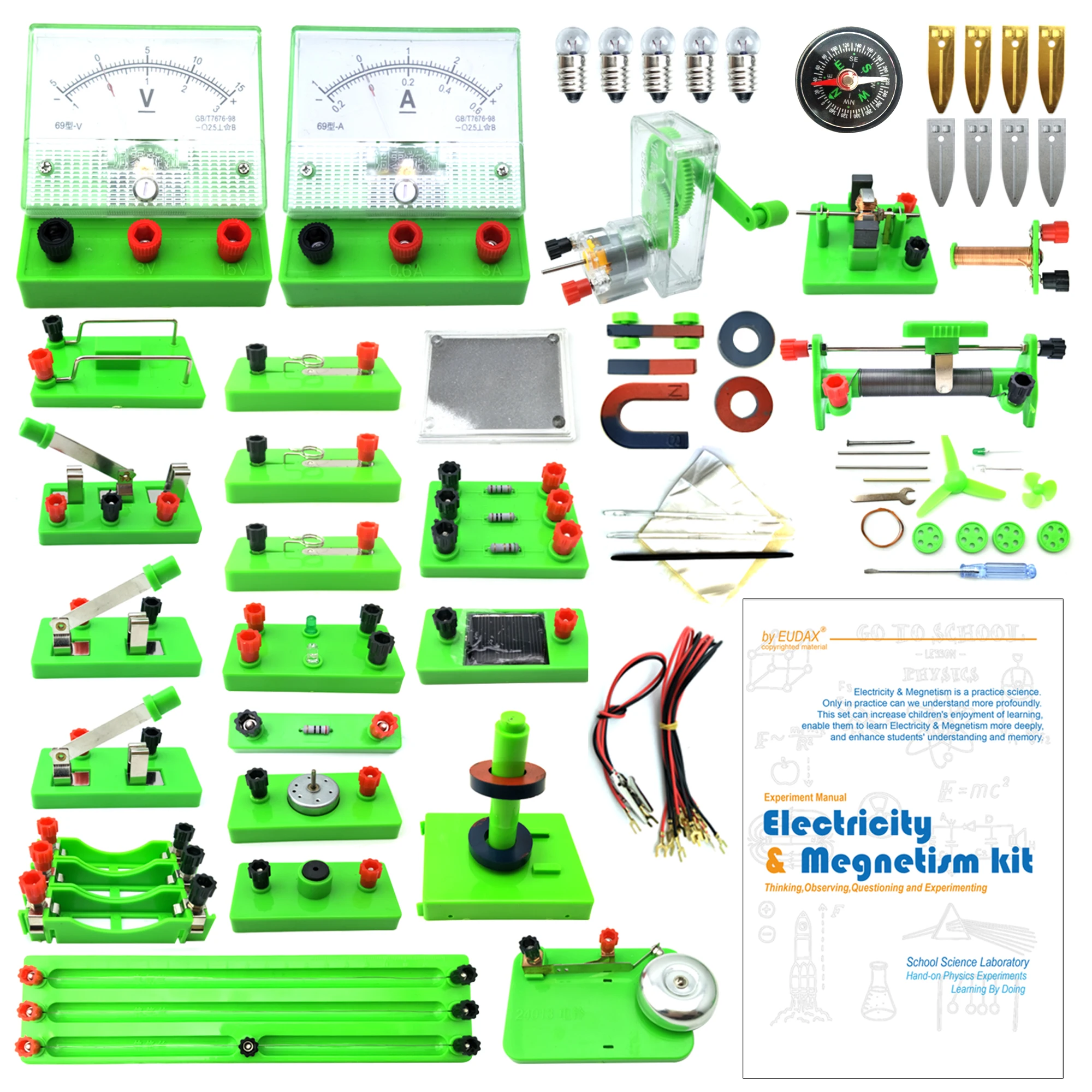 

EUDAX School Physics Labs Basic Electricity Discovery Circuit and Magnetism Experiment kits for Junior Senior High School