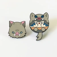 demon slayers hashibira inosukes wild boar head pastel hard enamel pin kawaii animals pig brooch cartoons brooch anime fan gift