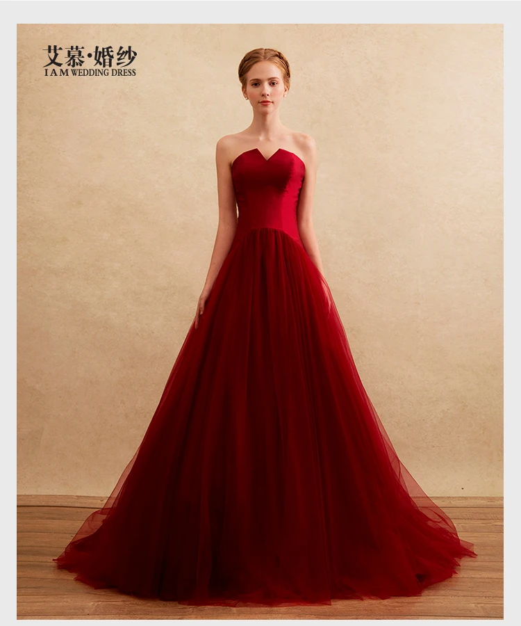 

robe de soiree vestido de festa longo A-line Modest deep red Prom Formal Evening gown sweetheart mother of the bride dresses