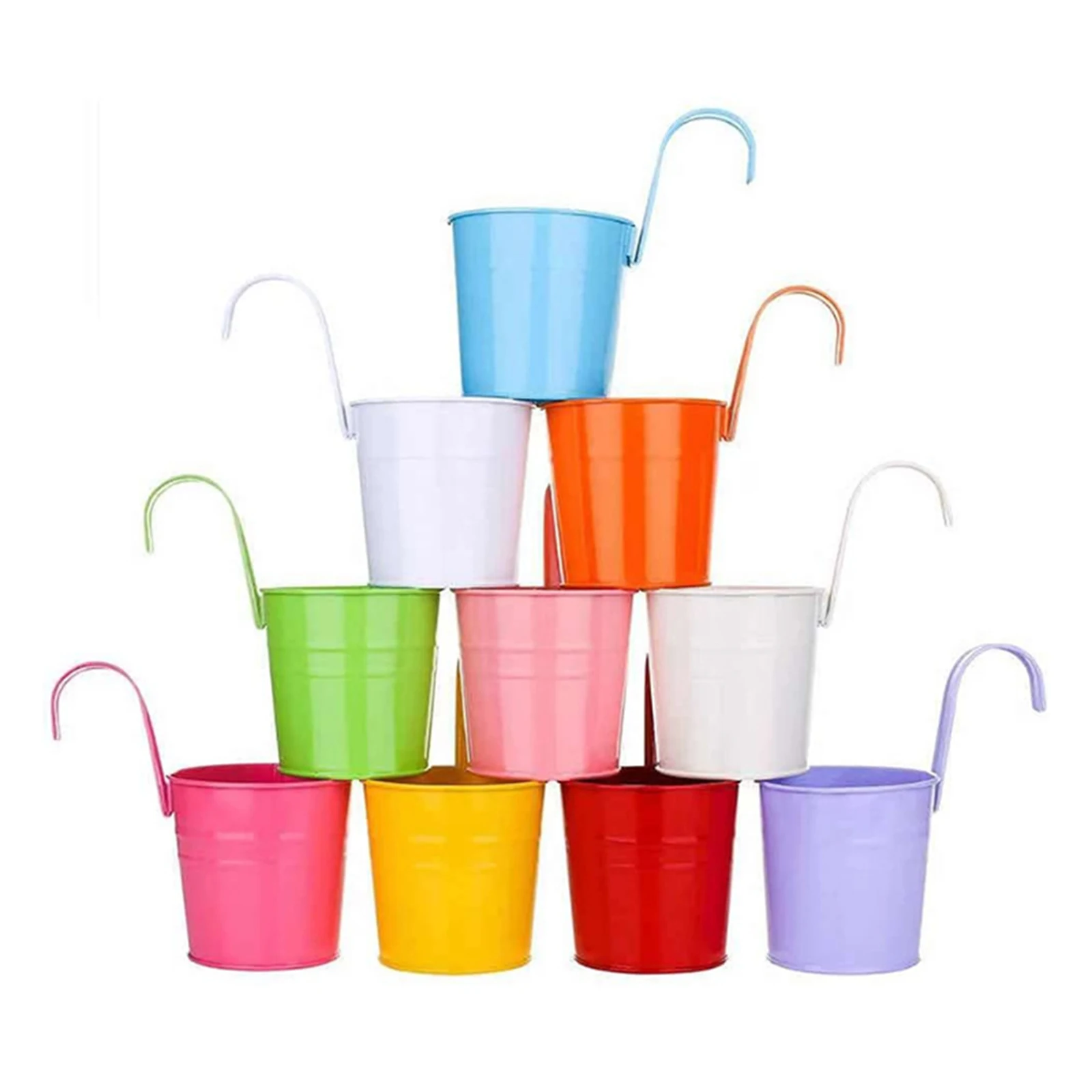 

Hanging Flower Pot Metal Iron Bucket Planter with Detachable Hook Multifunctional Holder for Garden Courtyard Balcony J8