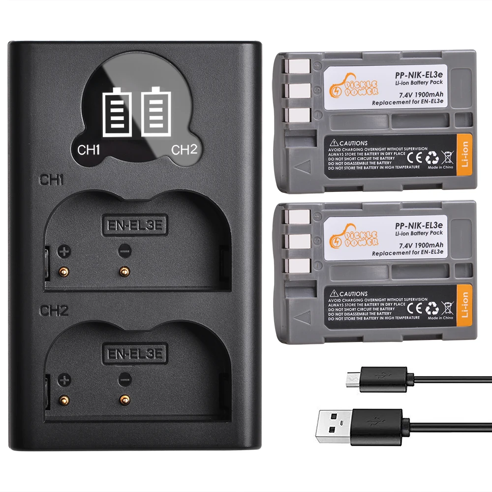 

1900mAh EN EL3e EN-EL3e Battery + Dual Charger for Nikon D50 D70 D80 D90 D100 D200 D300 D300S D700.