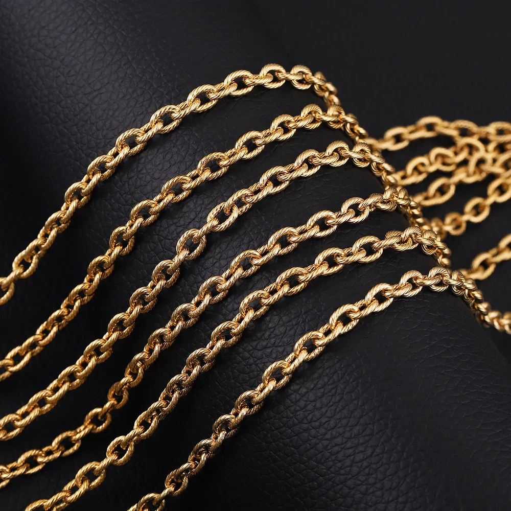 

1 Meter Gold Width 5mm Stainless Steel Twist O-chain Bulk Textured Chunky Chains for Punk Rock DIY Jewelry Making Wholesale