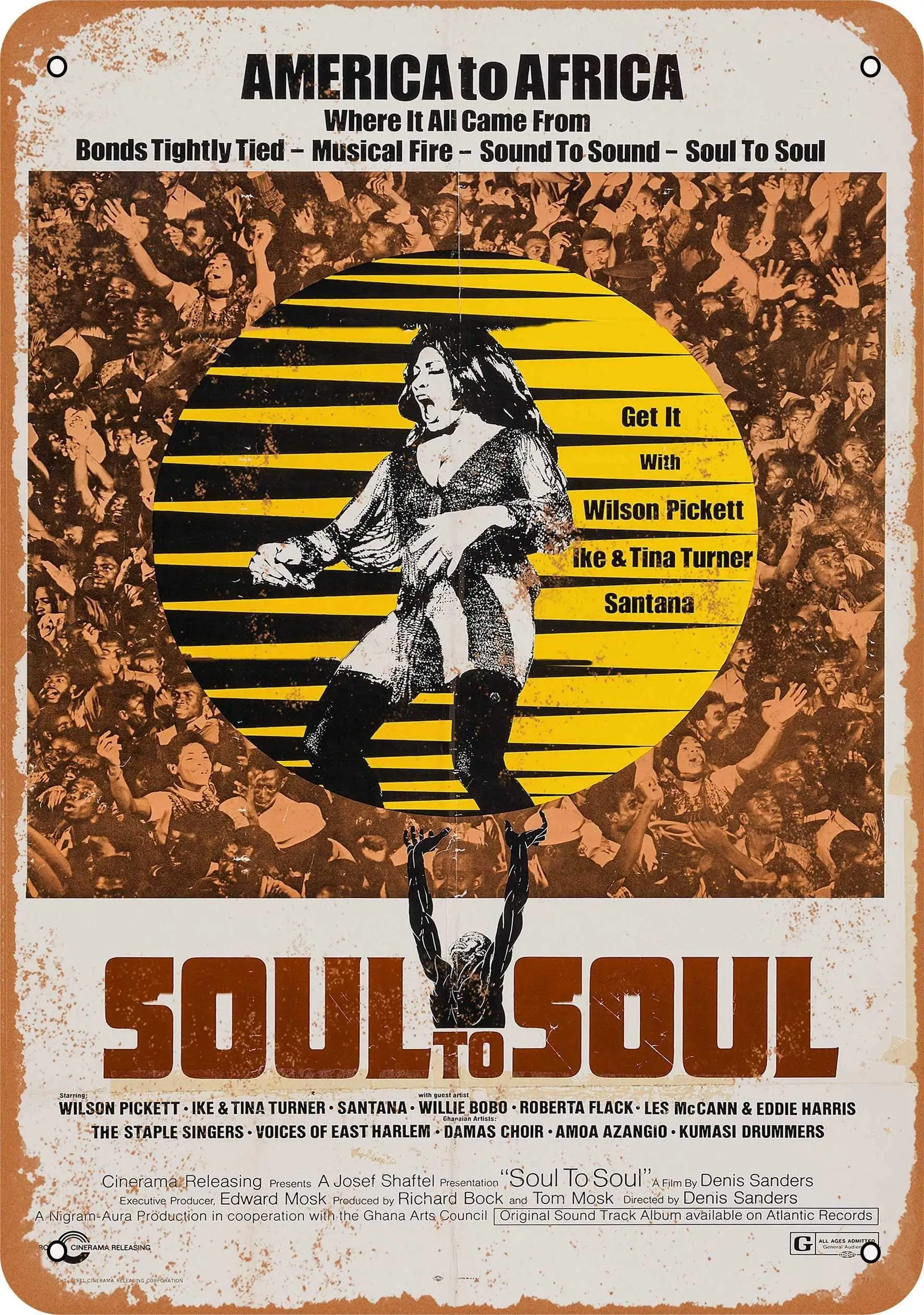 

SLALL 1971 Tina Turner Soul to Soul Retro Street Sign Household Metal Tin Sign Bar Cafe Car Motorcycle Garage Decoration