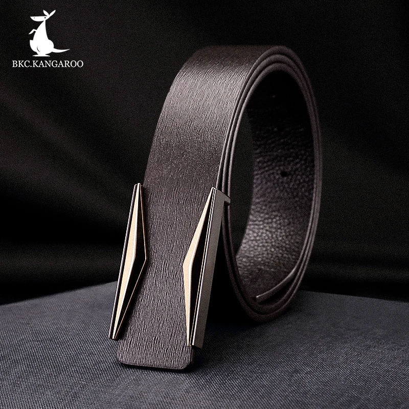 Мужской ремень-кенгуру из натуральной кожи с гладкой пряжкой | Аксессуары для