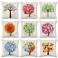 4545cm colorful tree printing pillowcase home decorative linen sofe cushion cover plant car comfortable waist pillow case