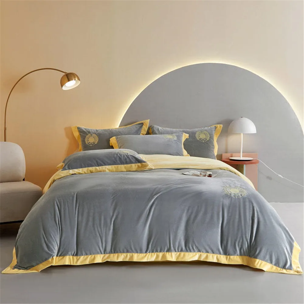 

Flannel Bedding Set Luxury Double-sided Duvet Cover Winter Quilt Cover Snow Fleece Bed Sheet Pillowcases Warm Bedding