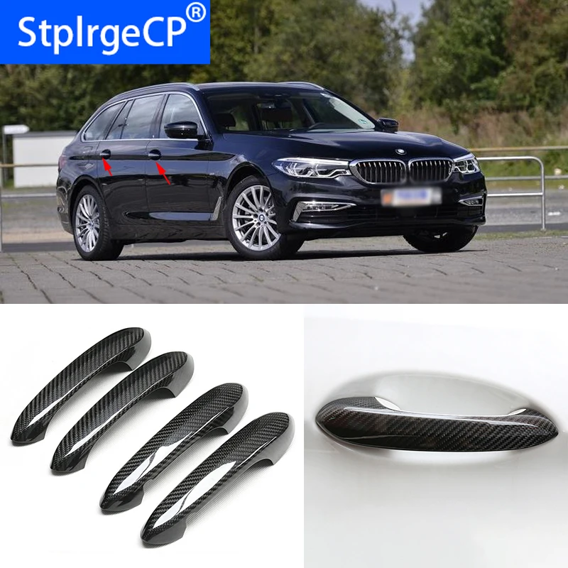 Наружная Автомобильная накладка на дверную ручку из углеродного волокна для BMW 5