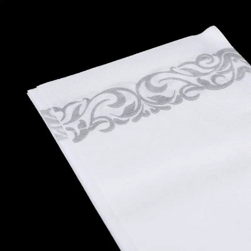 Disposable Linen-Feel Guest Towels - Decorative White Hand Silver Floral Cloth-Like Paper Napkins | Дом и сад