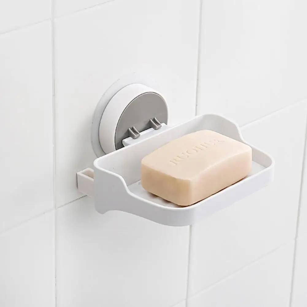 

Sucker Soap Holder Bathroom Wall Mounted Soap Box With Hanger Hook Punch Free Wall Storage Rack For Bathroom Kitchen