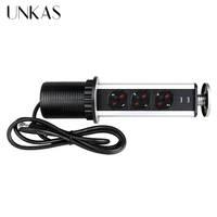 unkas 13a pull pop up 3 italy chile plug socket dual usb charge port kitchen table desktop outlet retractable aluminum body