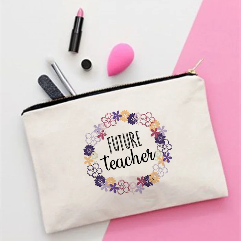 

Women Future teacher Printed Make up bag Fashion Women Cosmetics Organizer Bag for Travel Colorful Storage Bag for Lady Bag