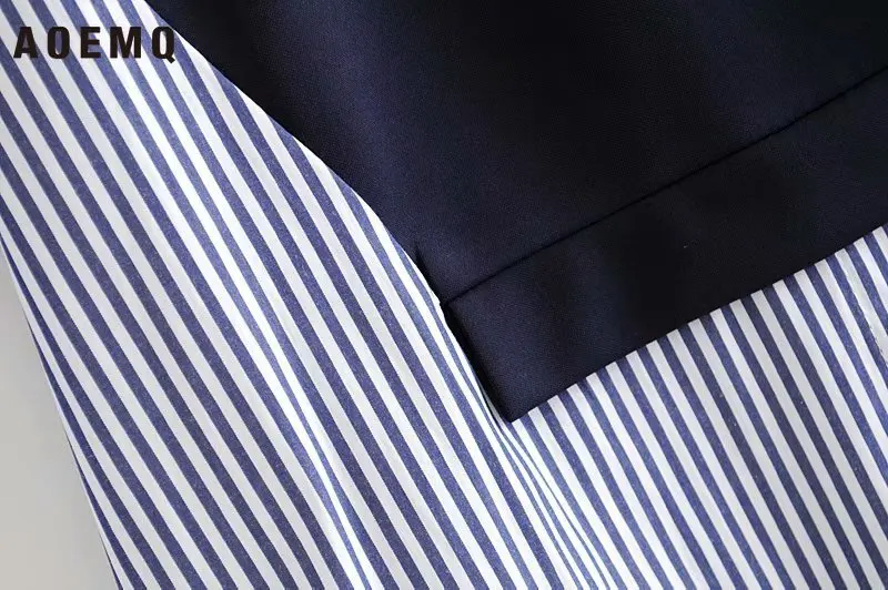 AOEMQ модные платья пэчворк синий/черный креативное английское платье в полоску