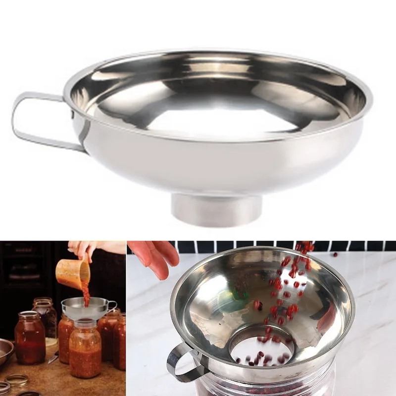 

Canning Funnel Stainless Steel Wide Mouth Canning Funnel Hopper Filter Leak Wide-mouth Can for Oil Wine Kitchen Cooking Tools