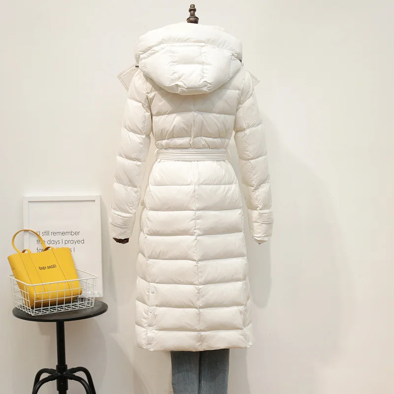 

Women Coats Long Fashion Female High Quality White Duck Down Jacket Loose Version Windproof Parka Warm Hooded Cap