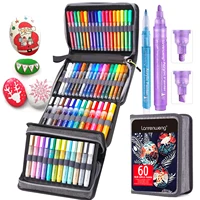 acrylic paint pens 60 color markers set canvas bag for glass porcelain mug wood fabric art permanent markers brithday gifts