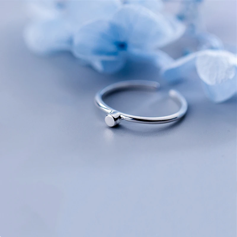 Настоящее 925 пробы Серебряное геометрическое крошечное цилиндрическое кольцо