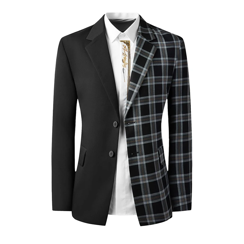 Мужские повседневные пиджаки для женщин Сезон весна осень Сращивание черного и