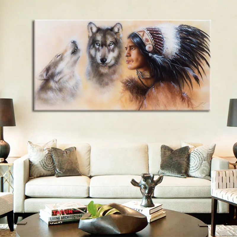 Современное струйное украшение с головой индийской женщины волка домашнее