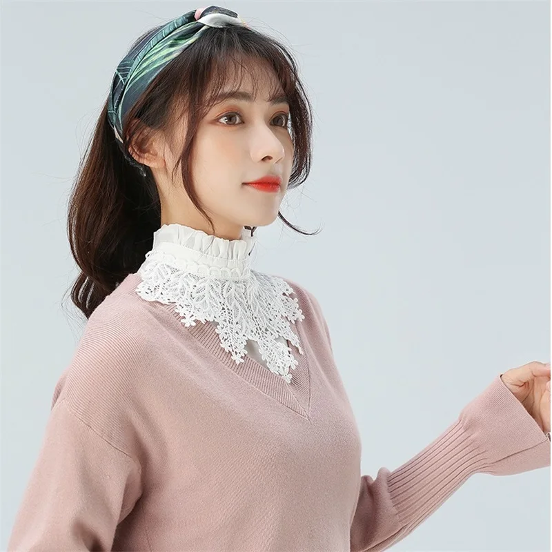 Женская блузка со складками на воротник съемный для девушек аксессуары одежды