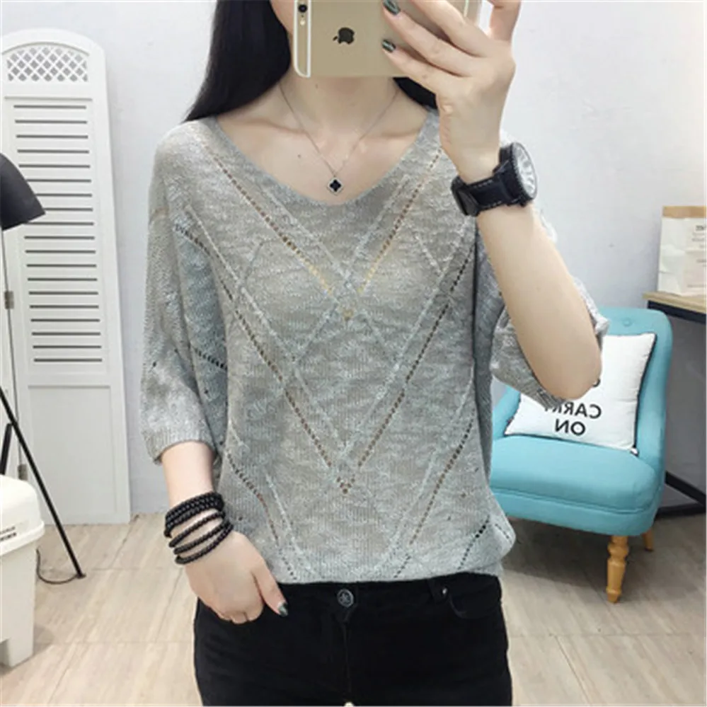 Трикотажный Свитер 2020 ажурная куртка женская тонкая стильная новая летняя