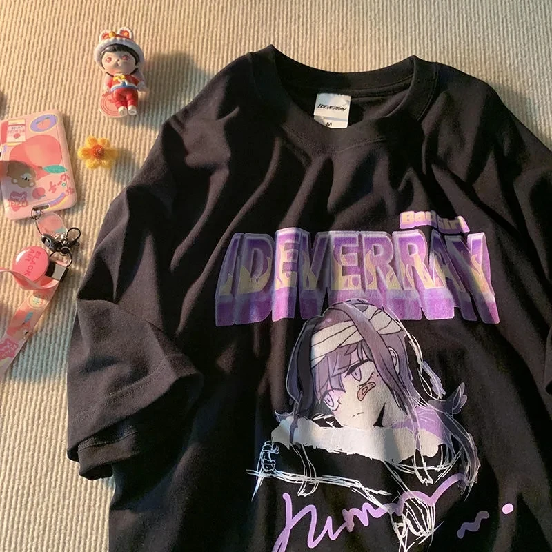 

T Shirt Women tshirt Harajuku Top Cartoon Graphic T-shirt Female cotton shirt punk Harajuku Japanese sweet Anime character print